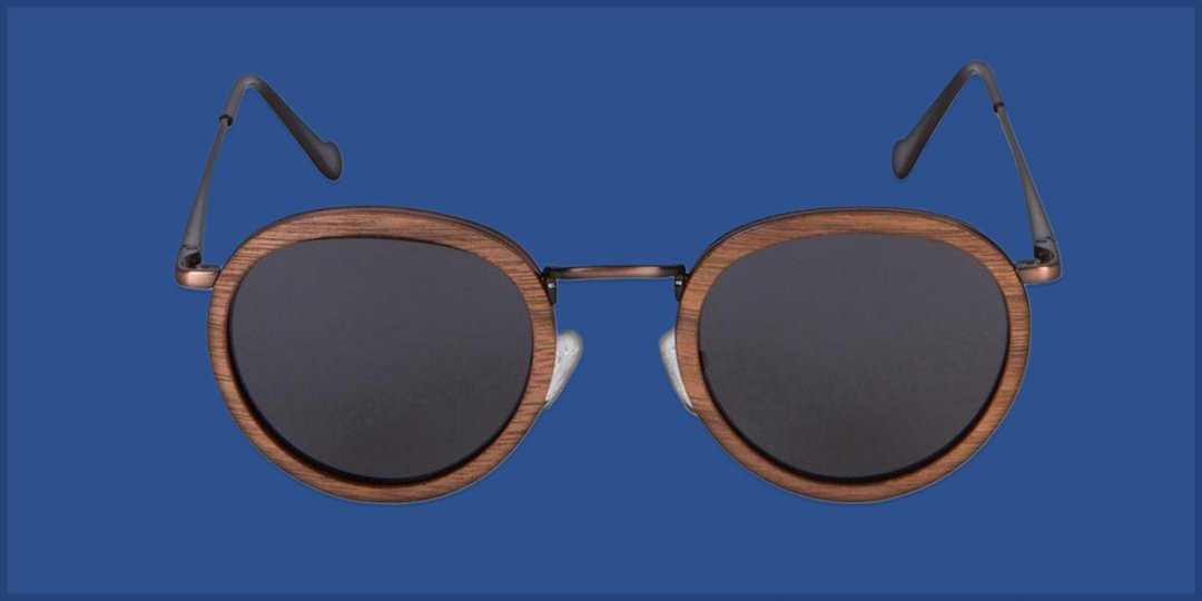 Woodies orzech i miedź okrągłe okulary przeciwsłoneczne na AskMen