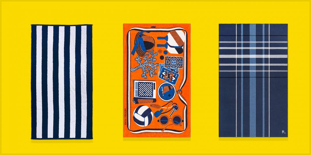 Klasyczny cabana style granatowy ręcznik plażowy Hermes pomarańczowy ręcznik plażowy z projektem ręcznik plażowy riley home w niebieską kratę