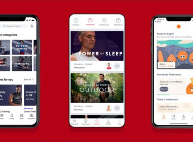 Aplikacja Aaptiv Otwórz na smartfonie, aplikacja Peloton Otwórz na smartfonie, aplikacja Headspace Otwórz na smartfonie