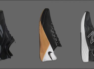 Trzy buty na szarym tle